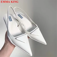 2021 luxury designer kitten heels sandals sexy ladies slingback gladiator sandals runway pointed toe pumps wedding shoes woman