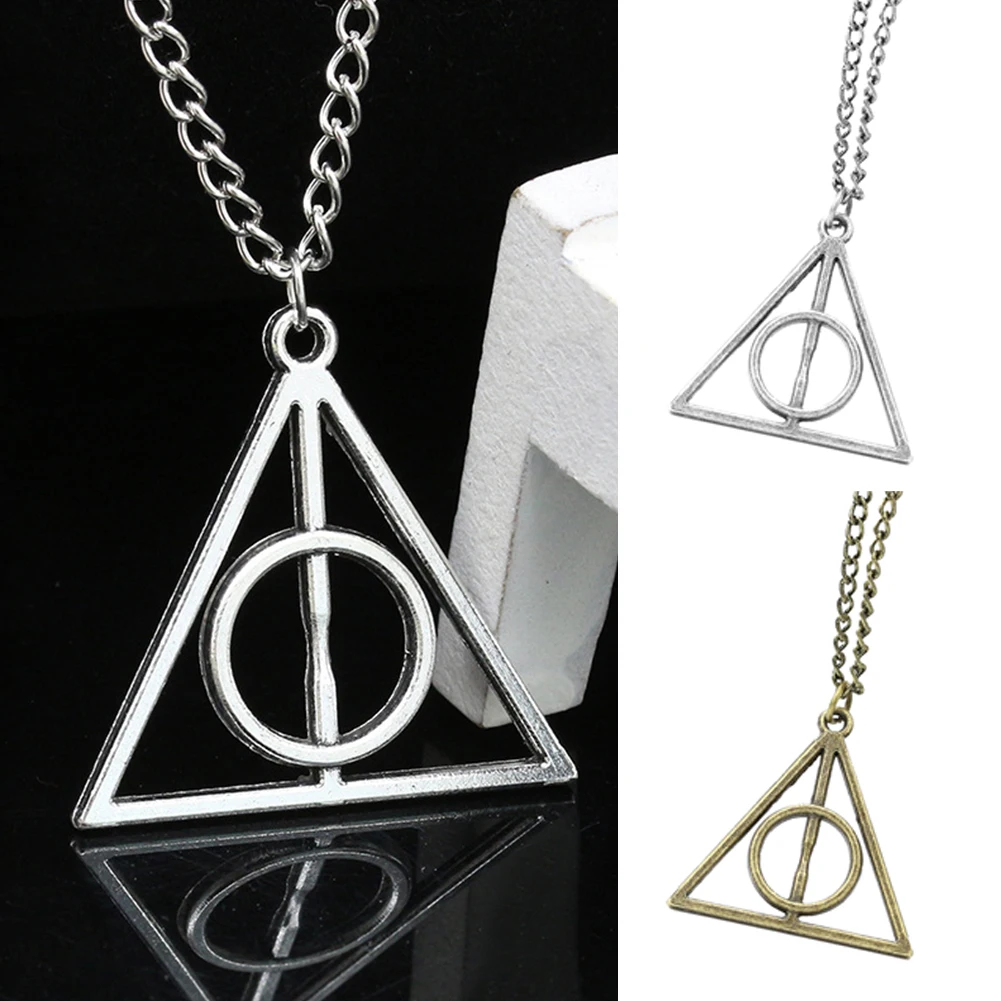 С модным треугольным Луна Дары смерти кулон ожерелье в винтажном стиле Для