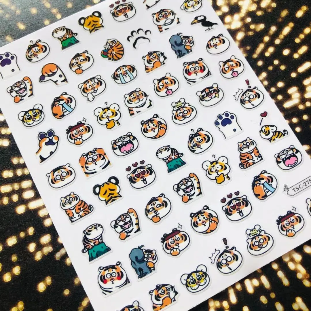 

Newest TSC-275 series tiger designs 3d nail art sticker nail decal accessories