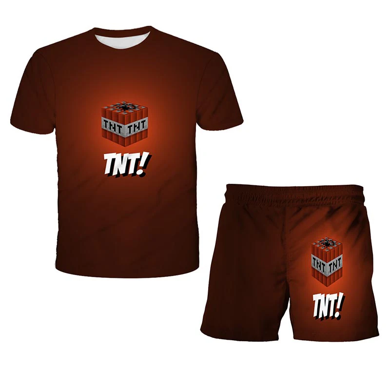 

New MY-World2021 Pop Kids 3D Printed T-Shirt Shorts Two Pipe Set Kawaii Zombie Cartoon Streetwear Hip Hop T-Shirt Game Toy Boy S