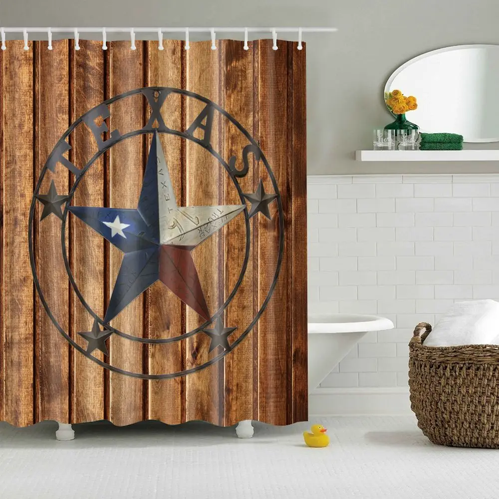 Деревенский душ Шторы Винтаж деревянные двери сарая с железной Стиль замка штора