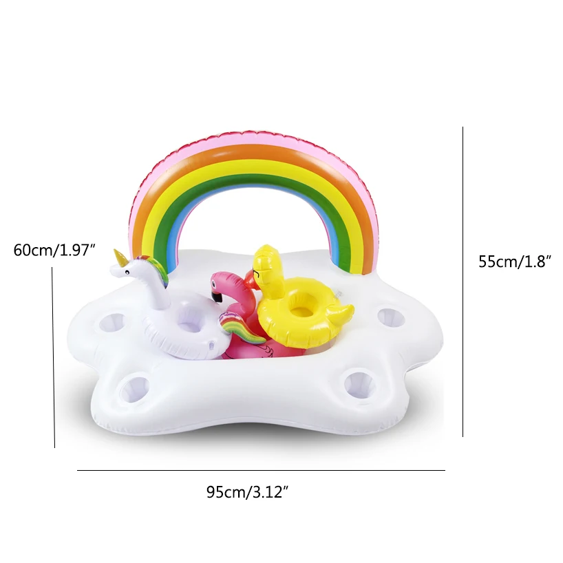 

Summer Table Bar Tray Cup Holder Party Bucket Rainbow Cloud Inflatable Pool Float Beer Drinking Cooler Beach Swimming Ring