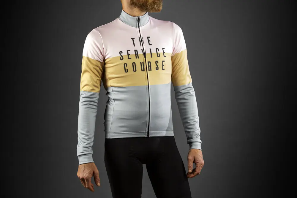

THESERVICECUORSE Cycling Jersey Winter Fleece Long Sleeve 20D BIB Tight Road bike Clothing Bicycle apparel Replica