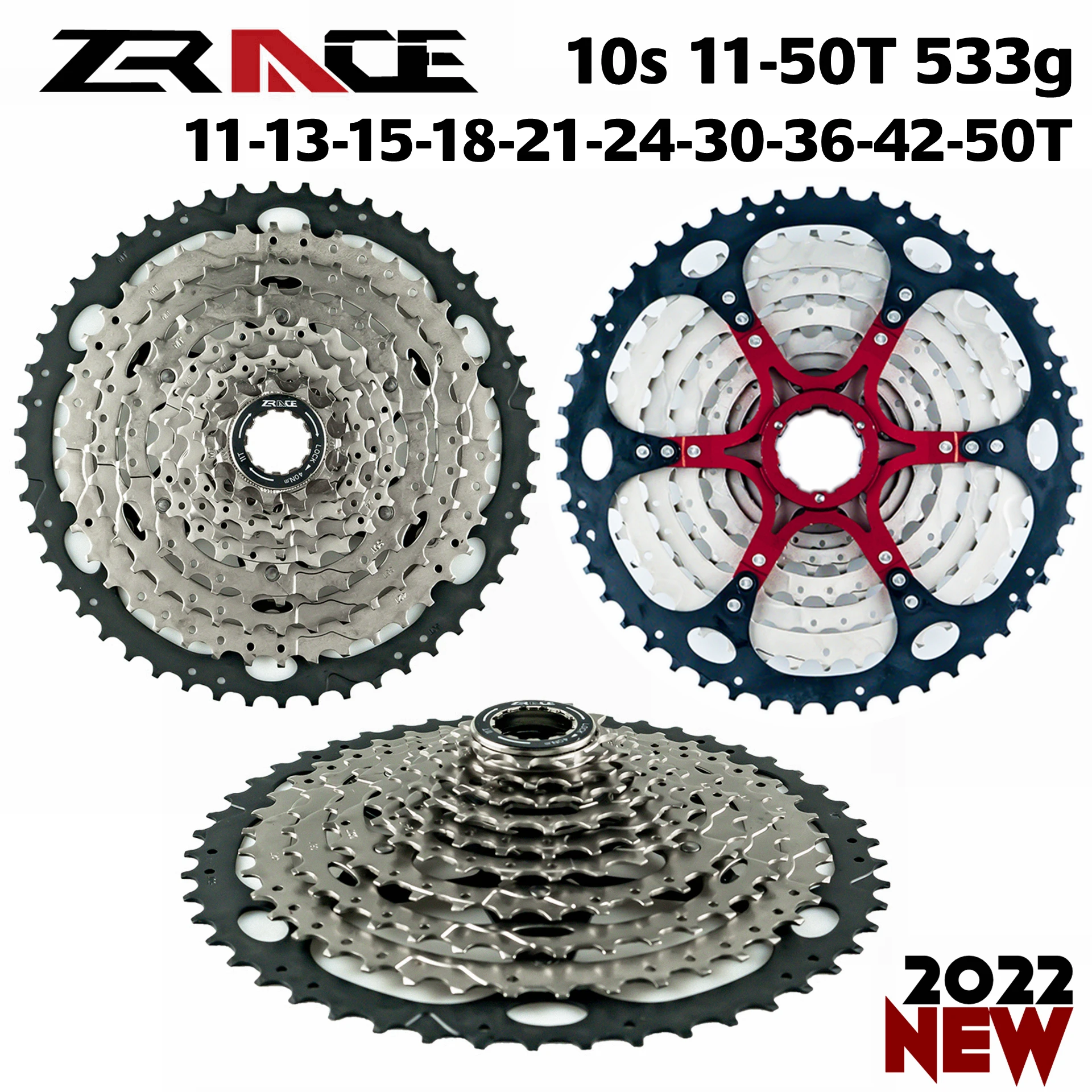 

ZRACE Bicycle Cassette 10 Speed MTB bike freewheel 11-42T / 11-46T / 11-50T Aluminum alloy bracket, Free a adapter