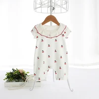 summer new newborn white cotton comfortable and breathable bodysuit 0 24m baby girls cherry short sleeve shorts soft romper