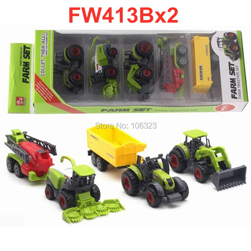 FW413Bx2-STP Литые под давлением фермерские игрушечные транспортные средства, литые под давлением металлические коллекционные модели автомобилей, сельскохозяйственные тракторы плантаторы трейлеры игровой набор, собрать их все - Цвет: FW413Bx2-STP