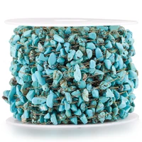 1 meter stainless steel natural stone chains turquoise gemstone for diy jewelry necklace making findings bracelets wholesale