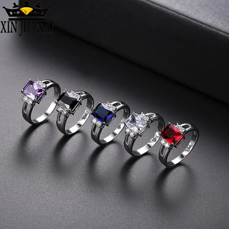 Женское кольцо из серебра 925 пробы 5 цветов|Кольца| |