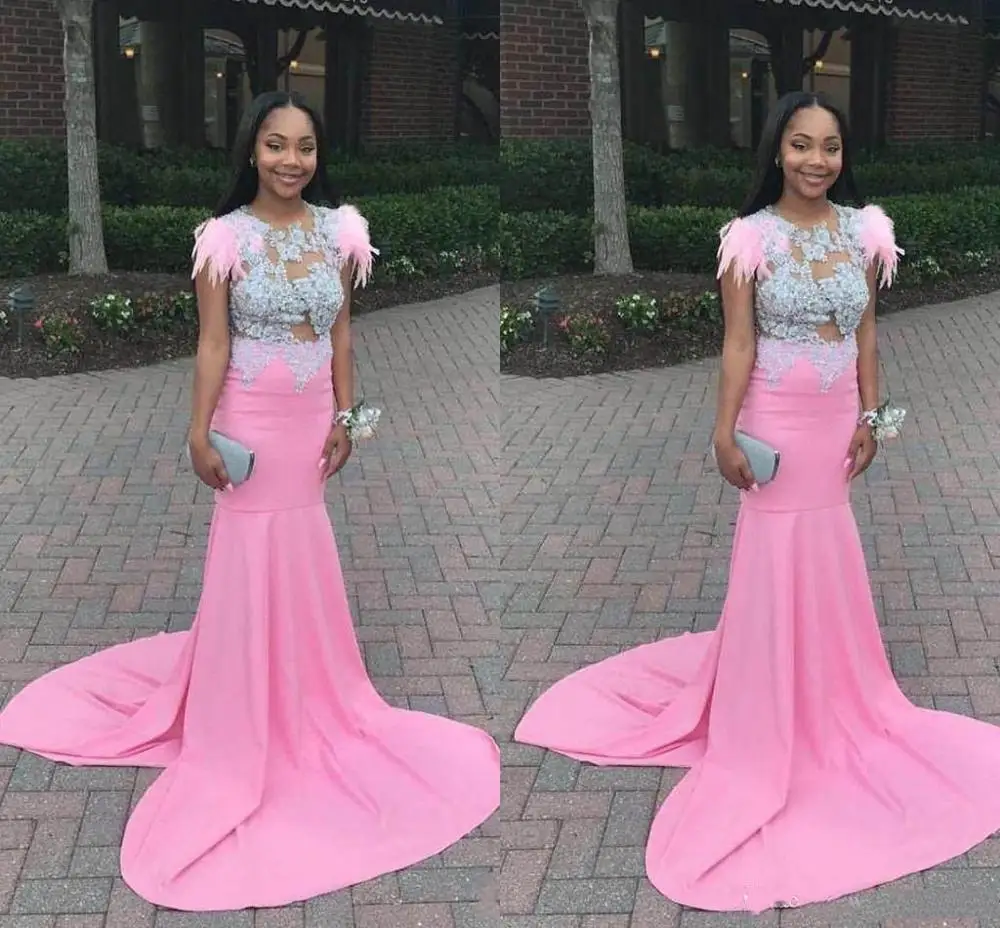 Модные розовые вечерние платья русалки с жемчужиной на шее 2020 Кружевная