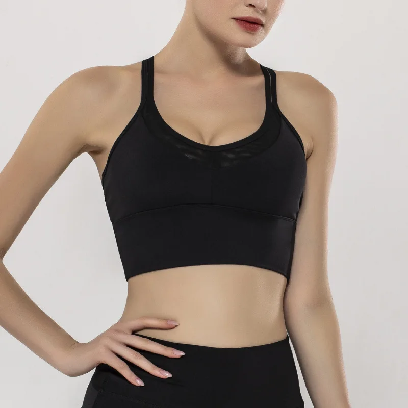 

QMEEGYM New Women Yoga Bra Fitness High Impact Quick Dry Brassiere Joggings Sports Workout Bodybuilding Gym Back Cross Underwea