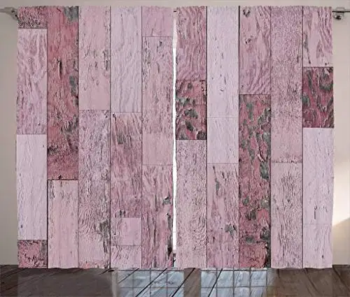 Деревянная печать шторы бледно-розового цвета в деревенском стиле настенные