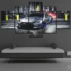 Картина Серебряная Gtr с изображением спортивного автомобиля, 5 шт., Картина на холсте, настенная живопись, декор для гостиной, плакат без рамки