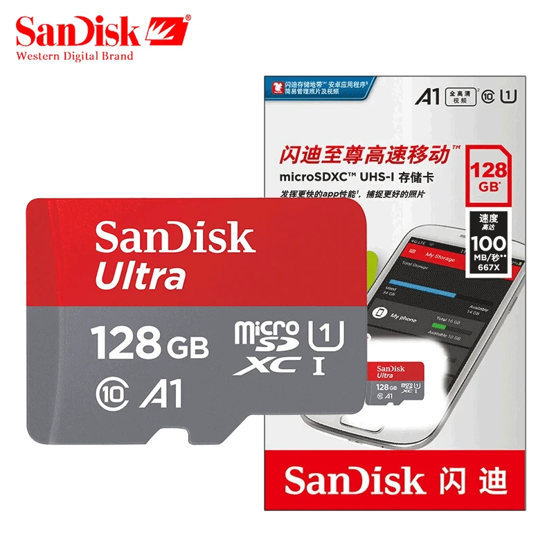 100%Sandisk A1 micro sd Memory Card TF card 1TB original 16G 32gb 64GB 128G 256G 400G 512gb C10 U1 SDXC flashcard ultra adapter images - 6