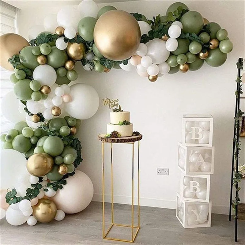 

152pcs New Retro Color Bean Paste Green Balloon Arch Garland Kit Wedding Hawaiian Party Birthday Ballons Globos Decoration