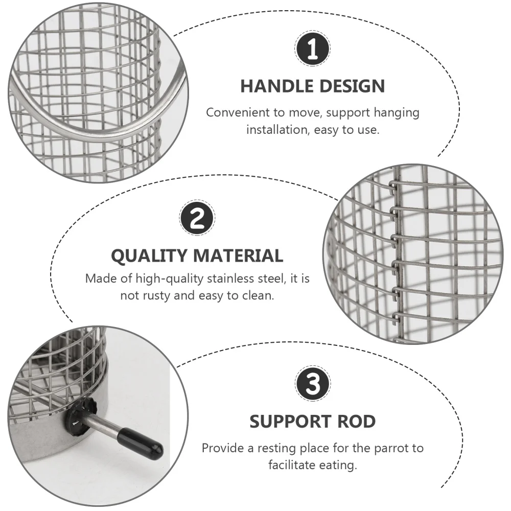 

1Pc Stainless Bird Feeder Outdoor Hanging Feeding Cage Bird Feeding Tool Silver