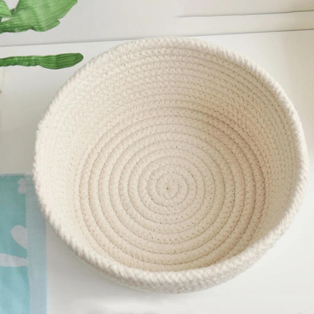 Круглая корзина ручной работы Вязаная хлопковая офисный органайзер для