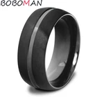 Модное мужское простое кольцо из нержавеющей стали матовое кольцо 2019 роскошный бренд мужские ювелирные изделия с черной дугой