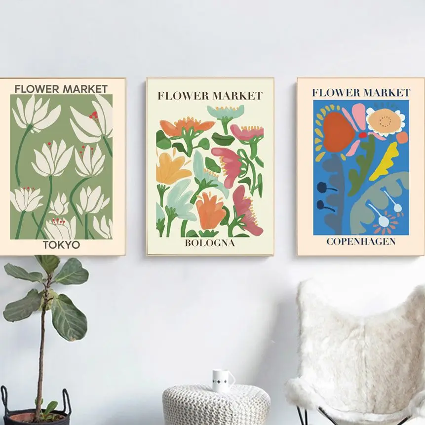 Цветочный магазин, плакаты и принты, Подарочный флорист, цветочный рынок, г. Тус, Токио, Копенгаген, Болонья, холст, живопись, картины, Декор