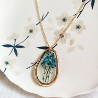 renya everlasting dried flower pendant necklace oval pendant pretty and innocent resin necklaces for women summer gifts