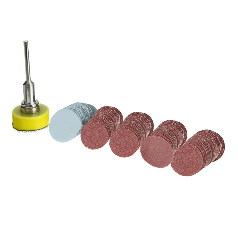 

100pcs 1" Hook&Loop Backed Flocking Sandpaper Mix Polishing Pad+3mm Shank Backer