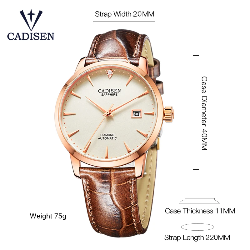 CADISEN Men Watch Hot Wrist Top Brand Luxury Famous Male Clock Automatic Real diamonds Relogio Masculino | Наручные часы