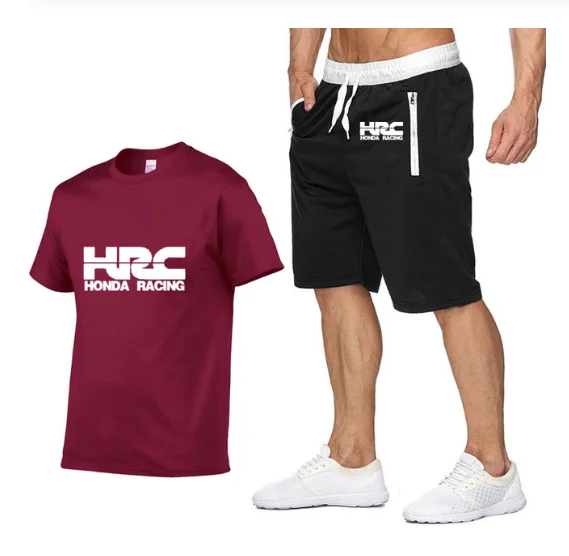 

new Short sleeve HRC race motorcycle Summer Mens t Shirt Hip Hop T-Shirt high quality Cotton T Shirts pants suit Sportswear aq2