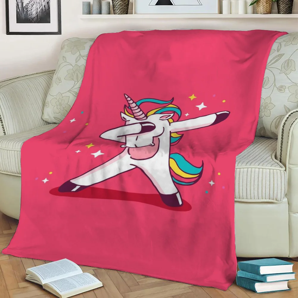 

Pink Rainbow Unicorn Blanket for Girl Flannal Sherpa Children's Blanket 3D Sofa Throw Decorative Soft Bedspread on The Bed