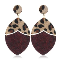 leopard leather magnolia dangle drops earrings for women 2021 fashion trendy chic magnolia drop earrings