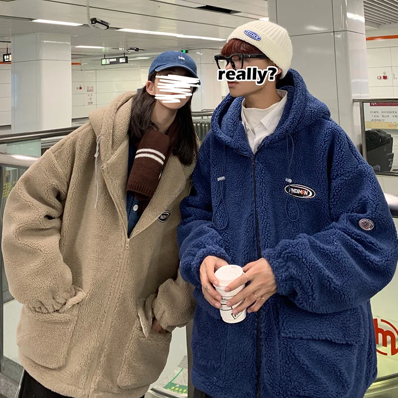 

Толстая овечья шерсть для подростков, новинка зимы 2021, мужское свободное хлопковое теплое пальто для пары, размера плюс S-2XL
