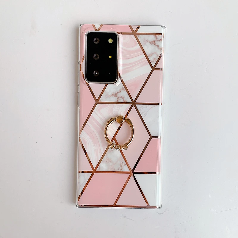 

Marble Plating Case For Samsung Galaxy Note 20 Ultra S20 Plus A71 A51 S10 S9 A70 A50 A21S Note 10 Ring Holder Stand IMD Cover