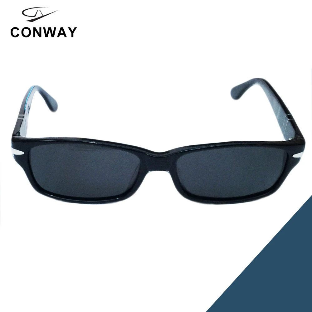 Conway, винтажные мужские солнцезащитные очки, квадратные, поляризационные, УФ-защита, Ретро стиль, фирменный дизайн, солнцезащитные очки, прочная ацетатная оправа, черный цвет