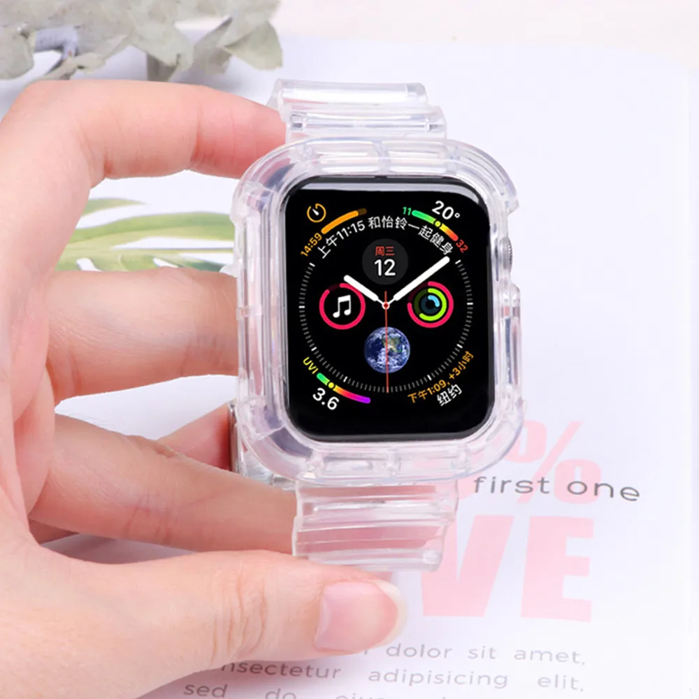 casestrap for apple watch band 44mm 40mm 42mm38mm accessories soft silicone transparent bracelet iwatch series 5 4 3 6 se free global shipping