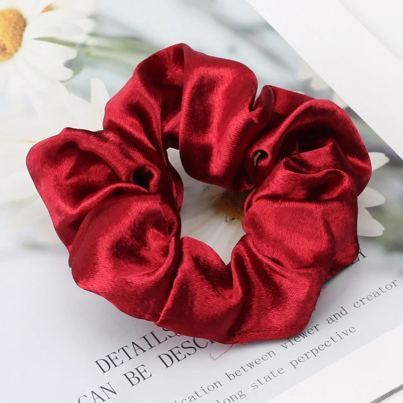 

New Fashion Solid Color Satin Hair Scrunchie Elastic Hair Bands For Women Ponytail Holder Hair Ties Rope Hair Accessories