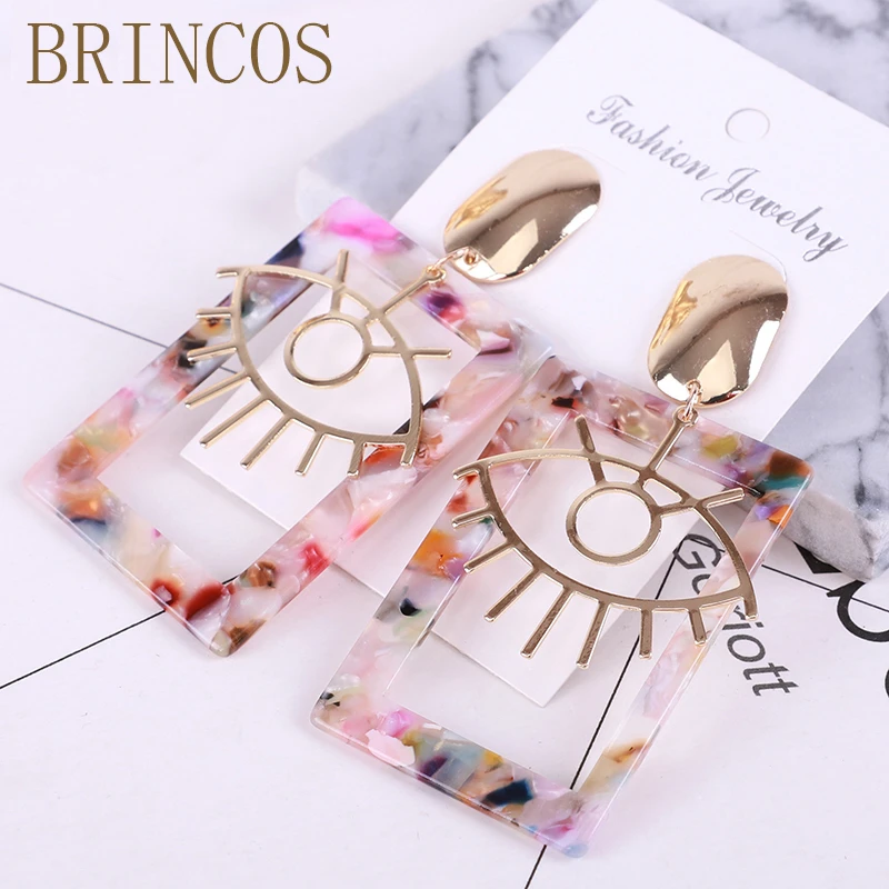 Женские ацетатные серьги Длинные акриловые с леопардовым принтом в богемном