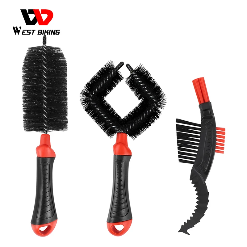 

WEST BIKING Bike Cleaning Brush MTB Bicycle Wheel Tire Rim Brush Washing Cleaning Tool Set Multifunction Cycling Hub Gears Brush