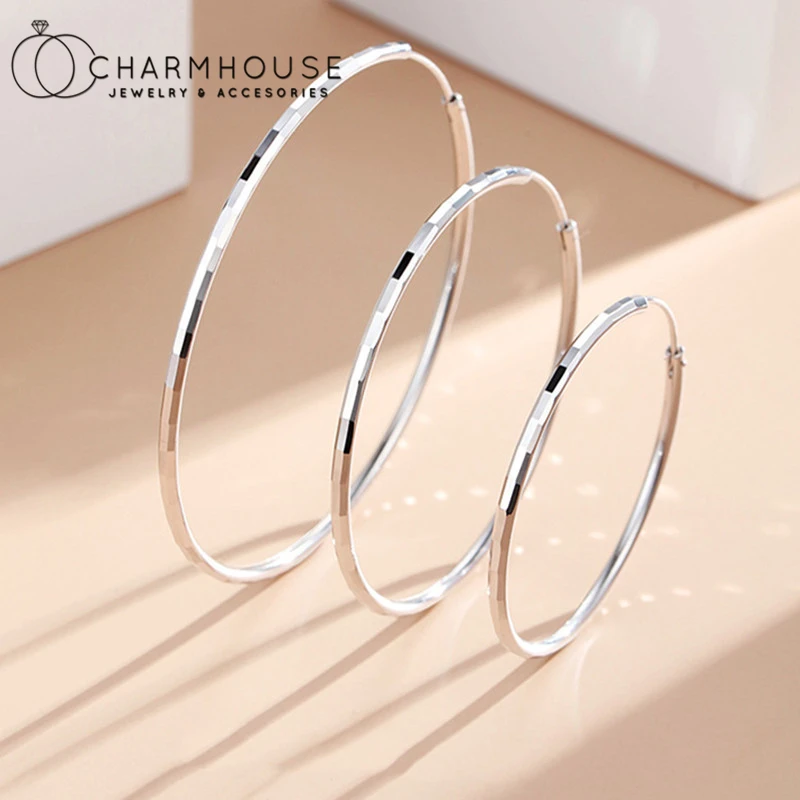 

Большие серьги-кольца для женщин, из чистого серебра 925 пробы, женские, 2021, модные ювелирные украшения, аксессуары для вечерние, бижутерия