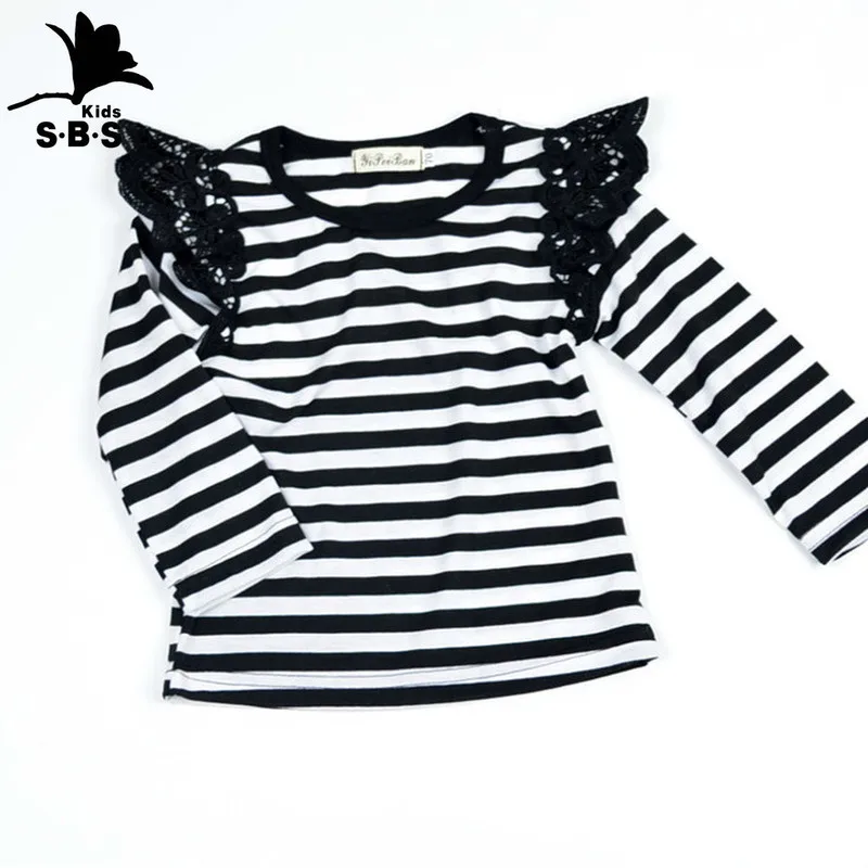 Детская одежда однотонная и полосатая хлопковая футболка с длинными рукавами