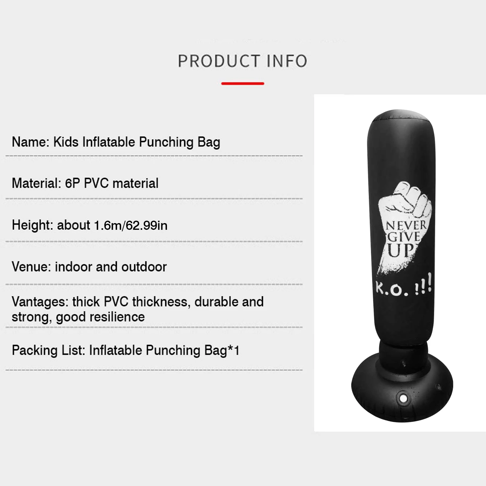 

Children's Inflatable Boxing Bag Training Pressure Relief Exercise Water Base Punching Standing Sandbag Fitness Equipment