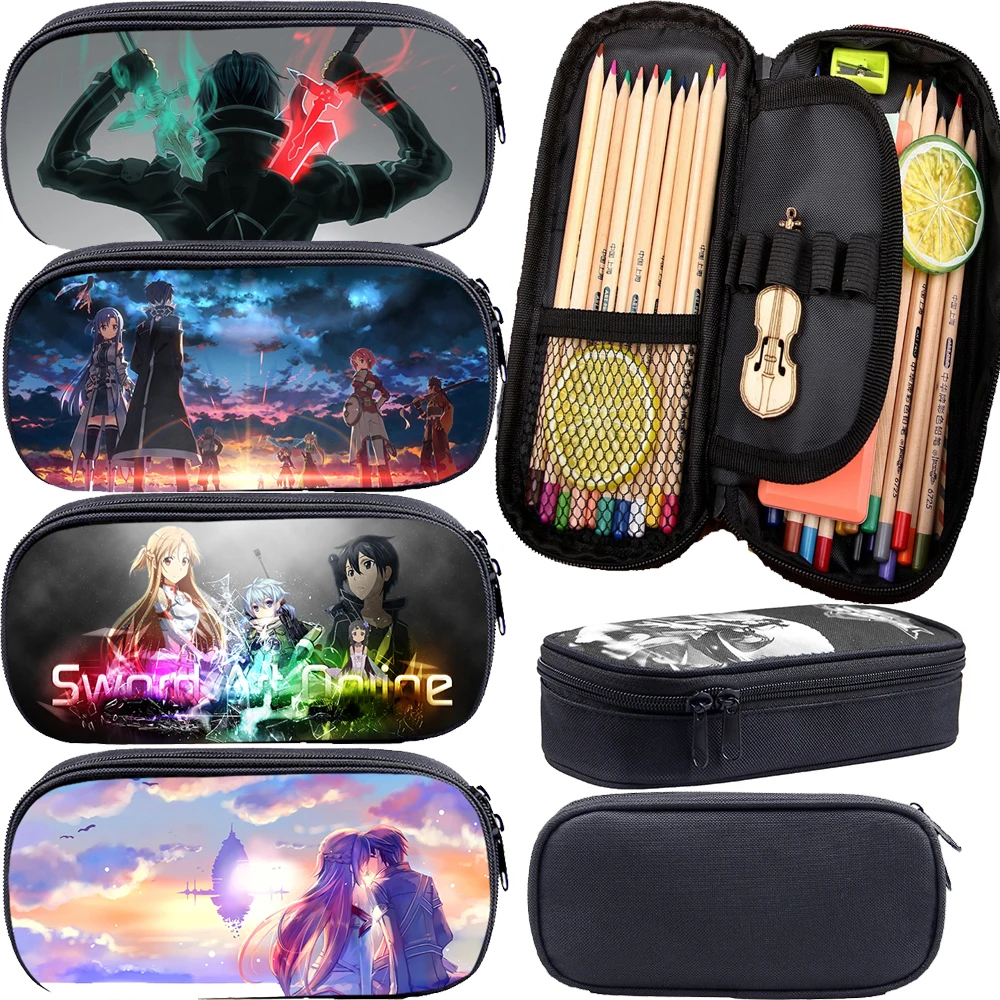 Аниме меч искусство онлайн карандаш мешок дети молния мультфильм Карандаш Чехол