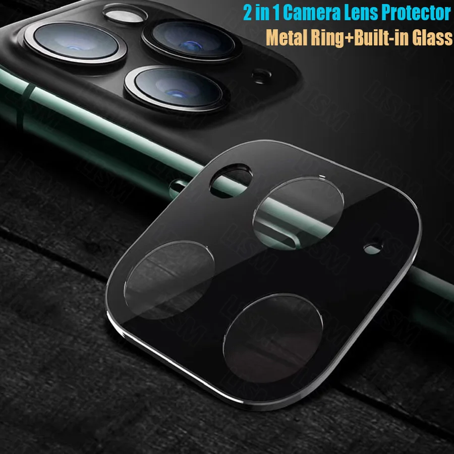 Металлическое кольцо для задней камеры 2 в 1 с закаленным стеклом 7H iPhone 11/11 Pro/XI Pro Max