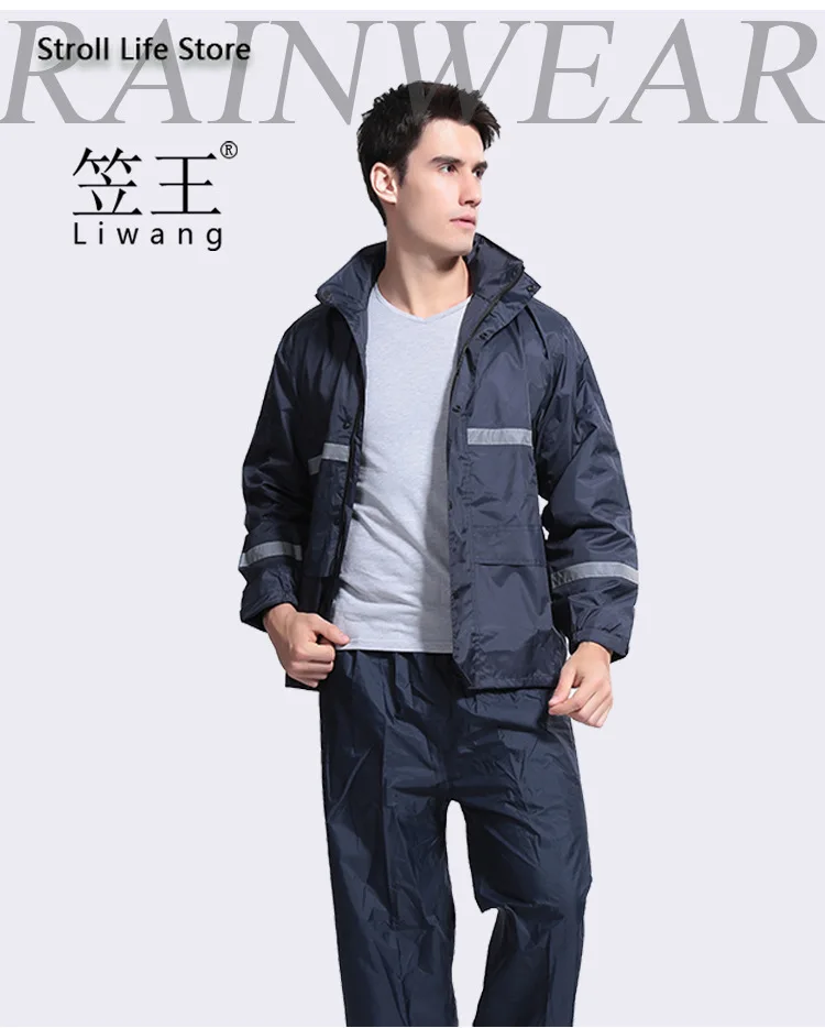 

PVC Adult Raincoat Rain Poncho Motorcycle Pants Set Blue Rain Coat Hiking Rainwear Nylon Casaco Masculino Mens Sports Suits Gift