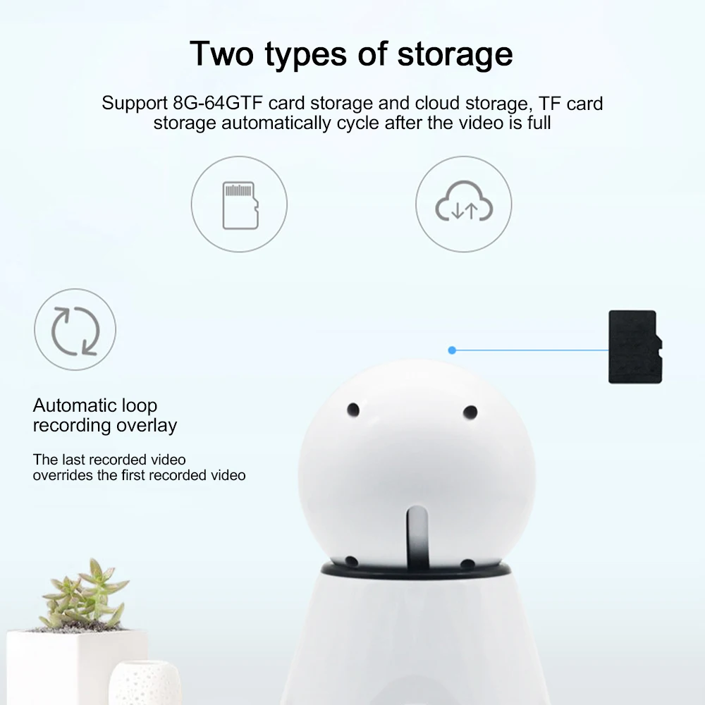 

Wireless Camera 720P Wifi Movetion Detection Infrared Smart Robot Camera 360 Rotating Cloud Service Home Security Webcam