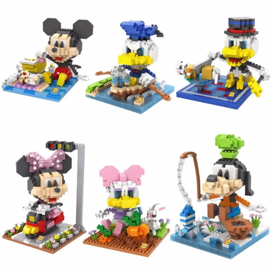 

Disney nanobrick Минни Микки Маус фигурки из мультфильмов микро алмазные блоки Дейзи Дональд Дак строительные блоки Гуфи макдак игрушка