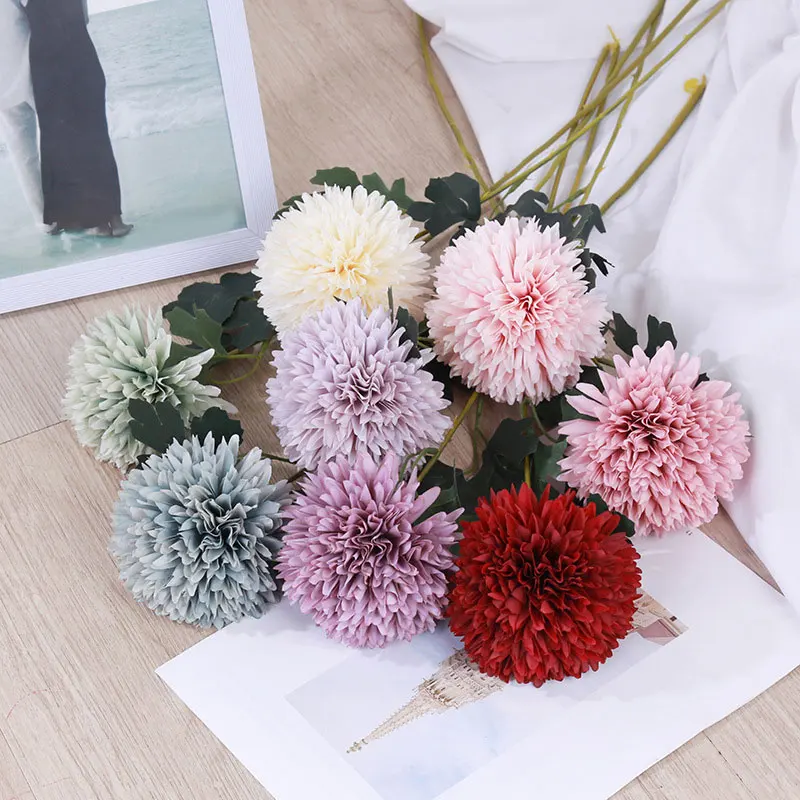 

1pc Dandelion Artificial Flowers Ball Simulation Road Cited Wall Fake Flower Home Decoration Wedding Holding Flower High Quality