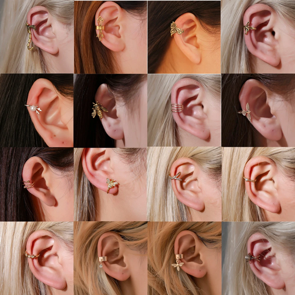 Модные клипсы для ушей без проколов подвеска в виде листьев и перьев не пирсинг