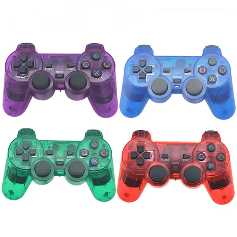 Прозрачный беспроводной геймпад для контроллера Sony PS2 виброударный джойстик