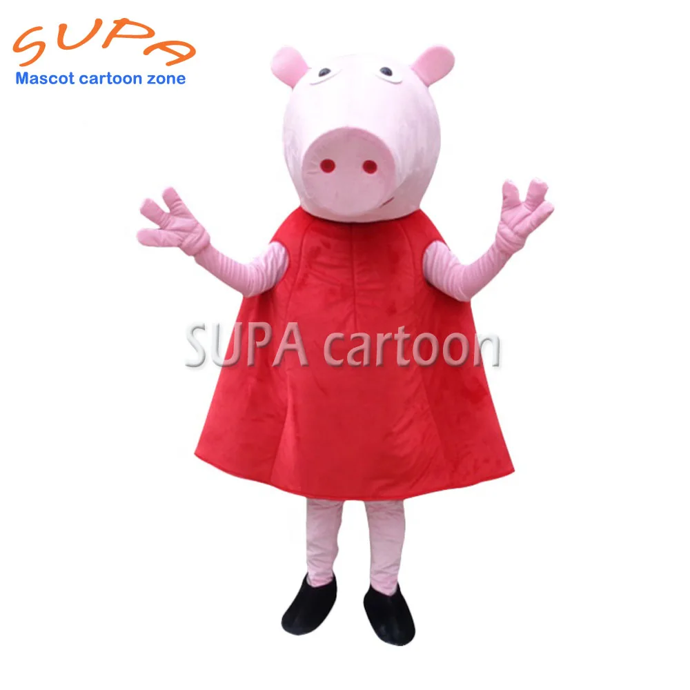

Hot sale cheap sexy adult pig cartoon character mascot costumes with red dress for kids events