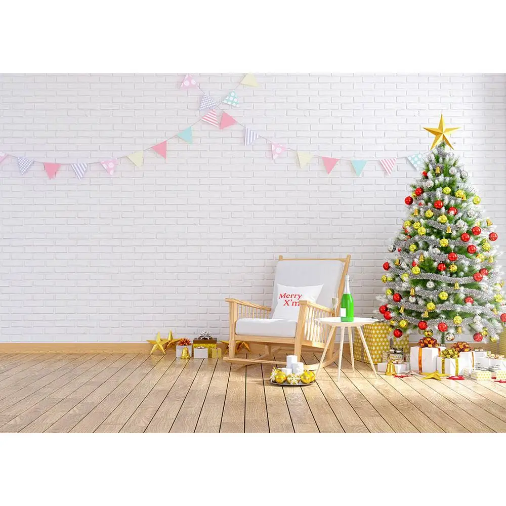 Виниловый фон для детской фотосъемки с изображением рождественской елки на