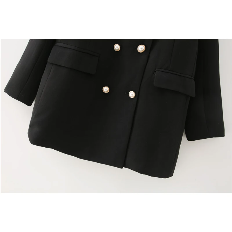 

YNZZU 2020 Autumn Elegant Office Lady Blazer Coat Women Solid Notched Collar Double Breasted Female Jacket Outwear A1501