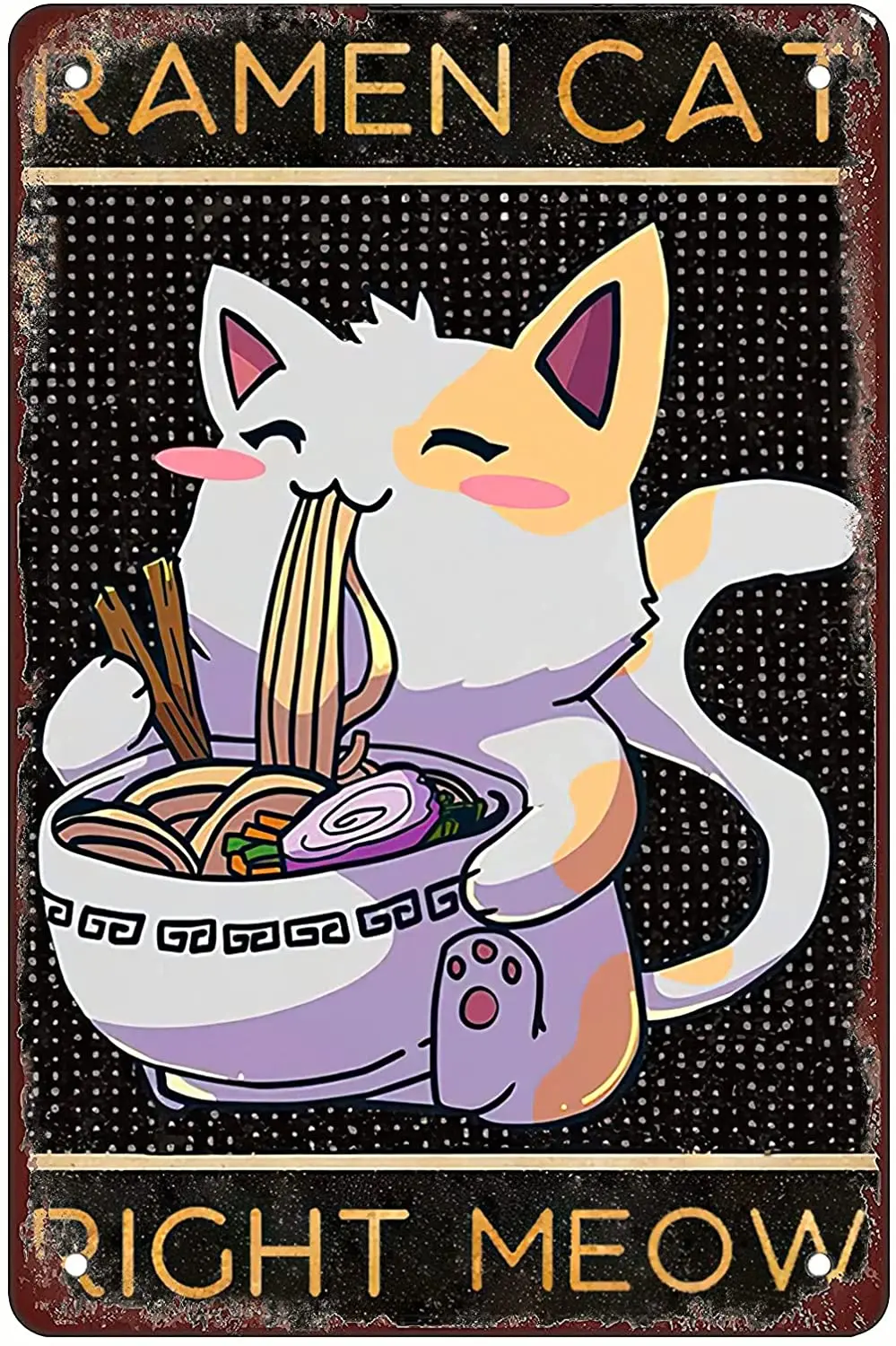 

Rosefinch Stone Ramen Cat Retro Metal Sheet Signs, Wall Decoration of Bars, Bedroom, Room,Restaurants,Garage, Home,cafes